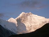 12 01 Lhotse East Face Close Up At Sunrise From Hoppo Camp I was up early the next morning at our camp at Hoppo, and was able to see the three summits of Lhotse East Face at sunrise  Lhotse Shar, Lhotse Middle, and the main summit.